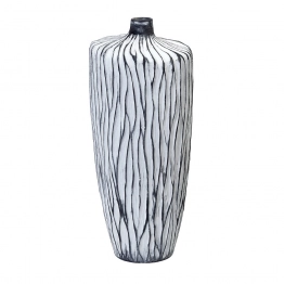 Βάζο Κεραμικό Λευκό-Μαύρο ESPIEL 15,5x15,5x35,5εκ. TAS239