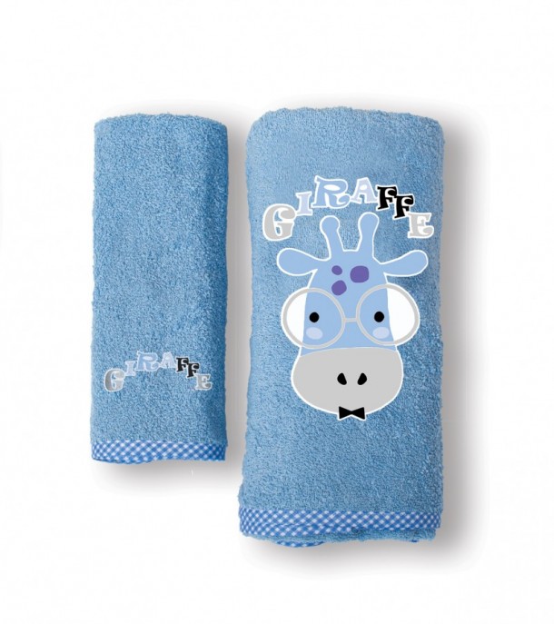 Σετ Πετσέτες Bebe 2τμχ Βαμβακερές Giraffe Blue SBaby