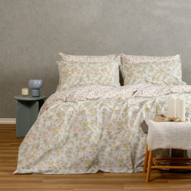 Σετ Σεντόνια Polycotton King Με Λάστιχο 180x200+32εκ. Chloe Aqua Casual Line Melinen 20004763