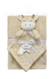 Σετ Κουβέρτα Fleece Αγκαλιάς-Λίκνου 75x100εκ. Με Νάνι-Πανάκι Παρηγοριάς 33x33εκ. Giraffe 05 Beige Dimcol