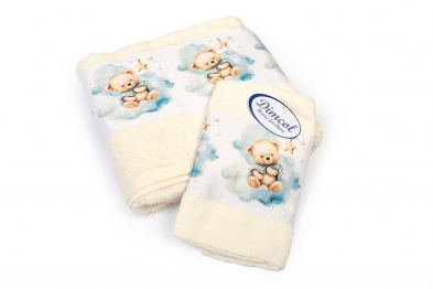 Σετ Πετσέτες 2τμχ Μπεμπέ Βαμβακερές Cute Bear 303 Ecru DimCol