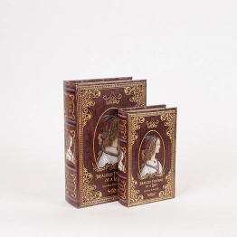 Διακοσμητικό Κουτί Βιβλίο Σετ 2τμχ Ξύλινο Καφέ 18x7x27εκ. ESTHETI 819-00290