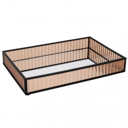 Δίσκος Με Καθρέπτη Μεταλλικός-Γυάλινος Μελί-Μαύρος 20x30εκ. iliadis 89396