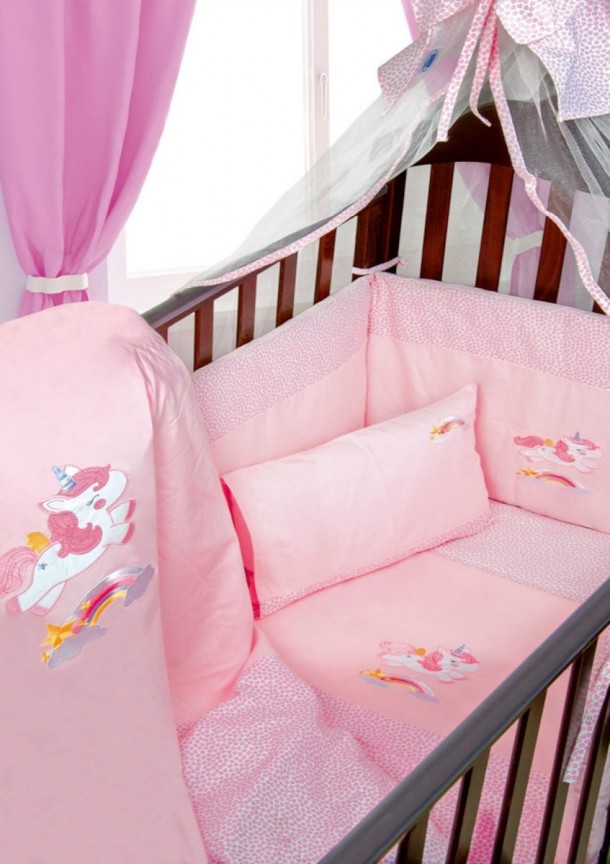 Σετ Βρεφική Προίκα 3τμχ Βαμβακερή Unicorn 41 Pink Dimcol