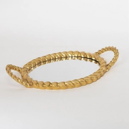 Δίσκος Polyresin Με Καθρέπτη Χρυσό 45,5x24x4,8εκ. ESTHETI 752-16067