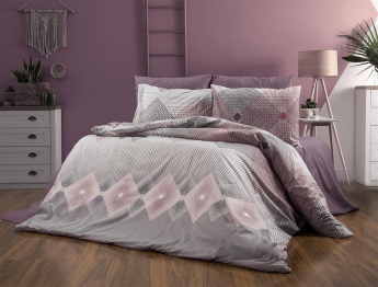 Σετ Σεντόνια 3τμχ Polycotton Μονά 160x240εκ. Καλλιρόη 606 Grey-Burgundy DimCol