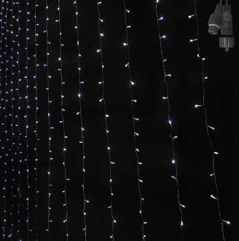 Λαμπάκια-Κουρτίνα 100Led-90x80εκ. Ψυχρό Λευκό Φως Επεκτεινόμενα Με Πρόγραμμα Xmas fest 93-3867