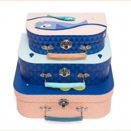 Σετ 3τμχ Κουτί-Βαλίτσα Moon Drops Glow In The Dark Suitcase Petit Monkey PTM-SC4