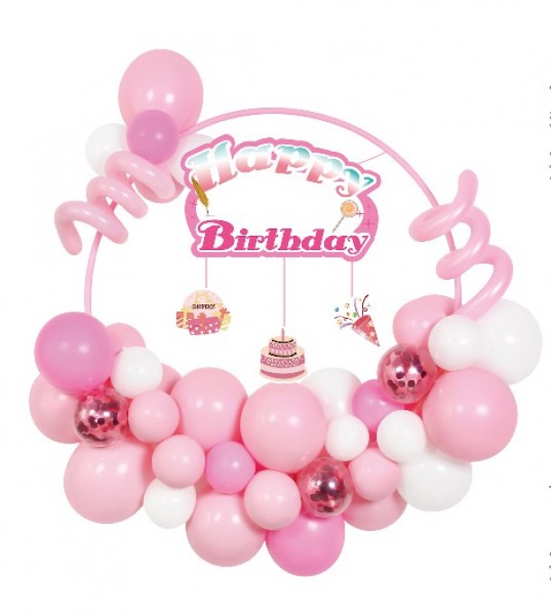 Σετ Μπαλόνια 49τμχ Happy Birthday Λευκό-Ροζ-Φούξια 2437467