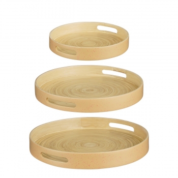 Δίσκος Σερβιρίσματος Σετ 3τμχ Bamboo Natural-Πορτοκαλί 40x5εκ.-35x4,5-25x4εκ. Mirian MSA 20-28-376