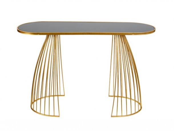 Κονσόλα Μεταλλική Με Τζάμι Χρυσή-Μαύρη 120x40x80εκ. Zen Collection 25.54.52043