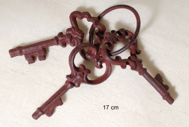 Διακοσμητικό Κλειδί Σετ 3τμχ Σιδερένιο Αντικέ Κόκκινο 17εκ. Royal Art CAS2/876RD