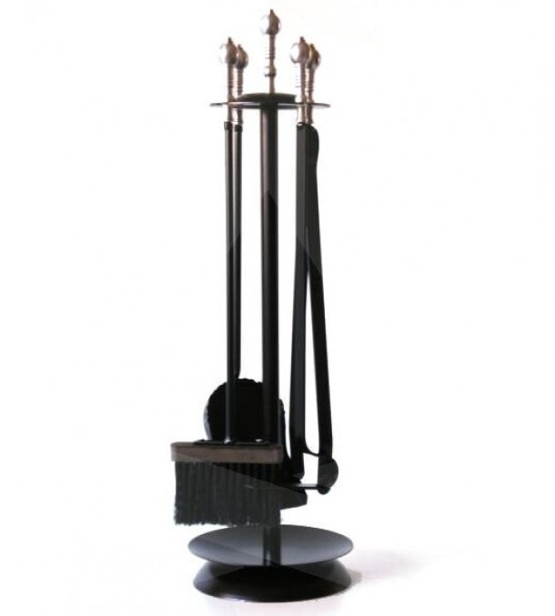 Κρεμανταλάς Σιδερένιος Μασίφ Μαύρος Με Inox Μπίλια