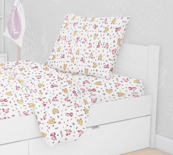 Μαξιλαροθήκη Φανελένια 50x70εκ. Elephant 072 White-Pink DimCol