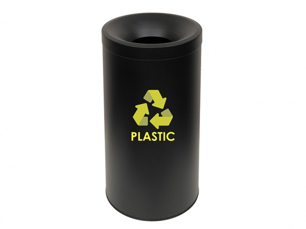Κάδος Ανακύκλωσης Πλαστικού 65lt Ανοξείδωτος Matt Black Pam & Co Φ34x70εκ. 65-3470PL-433