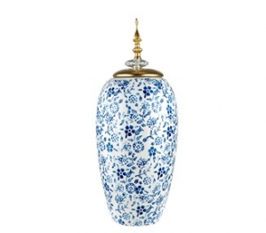 Βάζο Κεραμικό Με Καπάκι Χρυσό-Μπλε 18x42,5εκ. Zen Collection 24.12.50660