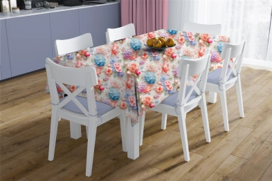 Σετ 2τμχ Τραπεζομάντηλο & Runner Polycotton Αλέκιαστο 140x140εκ.-40x140εκ. Ορτανσίες 464 Multi DimCol