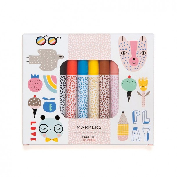 Σετ 12τμχ Μαρκαδόροι Felt tip Petit Monkey PTM-PMC01