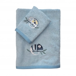 Σετ Πετσέτες 2τμχ Βαμβακερές Με Κέντημα Fun 4935 Blue Das Baby