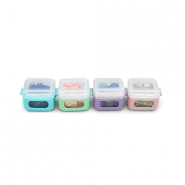 Σετ 4τμχ Δοχεία Με Καπάκι Snap and Go Cubes 120ml Melii MEL23805