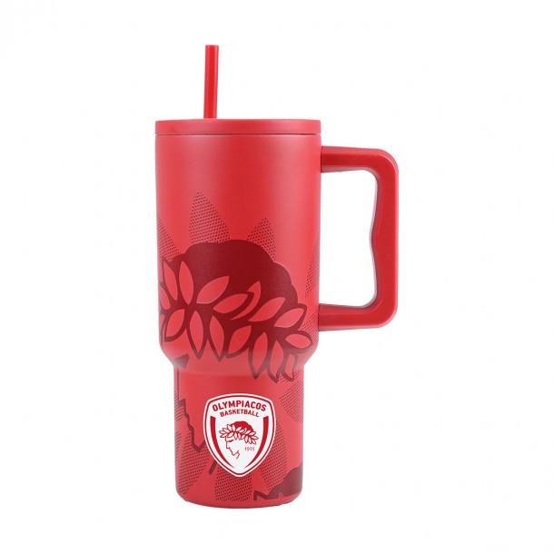 Θερμός Ανοξείδωτος Straw Tumbler XL 14,5x10x22,5εκ.-900ml Olympiacos BC Edition Estia 01-35969