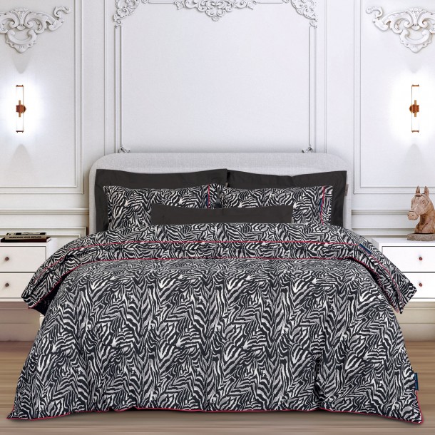Σετ Παπλωματοθήκη Polycotton Υπέρδιπλη 220x240εκ. Essential 2217 Μαύρη-Μπεζ Greenwich Polo Club