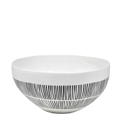 Διακοσμητικό Μπωλ Πορσελάνης Λευκό-Μαύρο ESPIEL 26,5x14,8εκ. NFU403