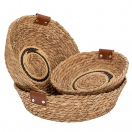 Καλάθι Σετ 3τμχ Στρογγυλό Υάκινθου Natural 30x7εκ.-26x6εκ.-23x5εκ. iliadis 90161