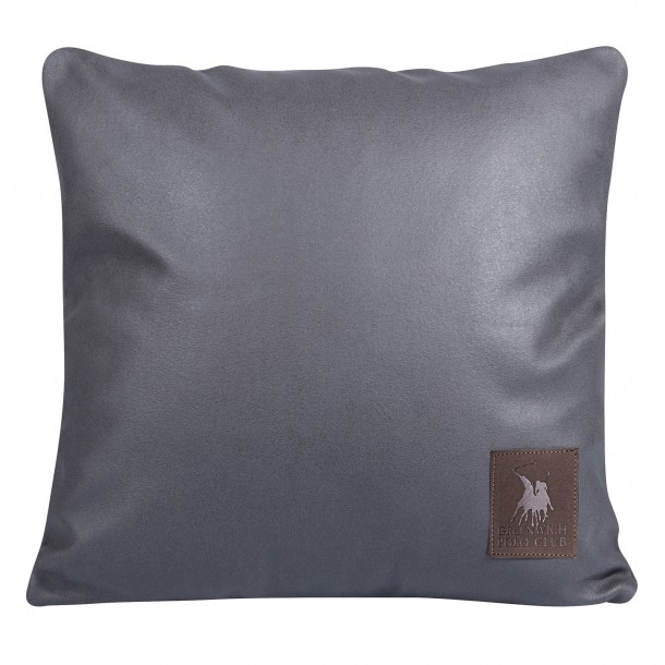 Διακοσμητικό Μαξιλάρι Polyester Leather Like Διθέσιος 42x42εκ. Premium 3927 Γκρι Greenwich Polo Club