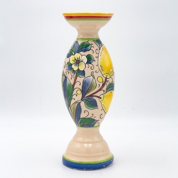 Κηροπήγιο Κεραμικό Μπεζ-Multi Με Λεμόνια 10,2x30εκ. ESTHETI 819-00182