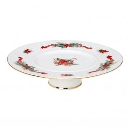 Χριστουγεννιάτικη Πιατέλα Πορσελάνης Στρογγυλή 32εκ. Με Πόδι Christmas Magic CRYSPO TRIO 06.240.055