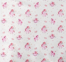 Πάνα Χασές Bebe Βαμβακερή 80x80εκ. Unicorn 208 White-Pink Dimcol