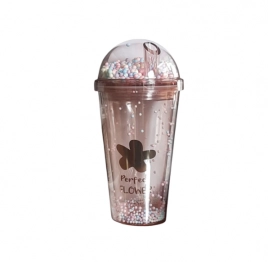 Ποτήρι Με Καλαμάκι 450ml Πλαστικό Ροζ 2430626