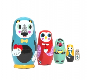 Μπάμπουσκες Σετ 5τμχ Ξύλινες Petit Monkey In The Woods PTM-ND1