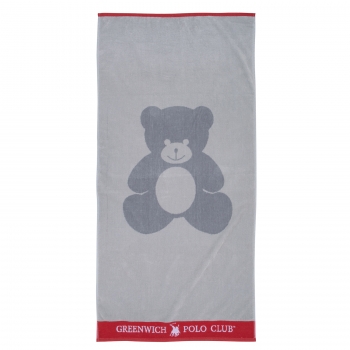 Πετσέτα Θαλάσσης Βαμβακερή 70x140εκ. Beach Towels 3895 Γκρι-Κόκκινη Greenwich Polo Club Junior