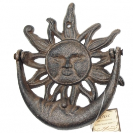 Ρόπτρο Πόρτας Ήλιος-Φεγγάρι Σιδερένιο Αντικέ Καφέ 13x15εκ. Royal Art CAS3/115BR