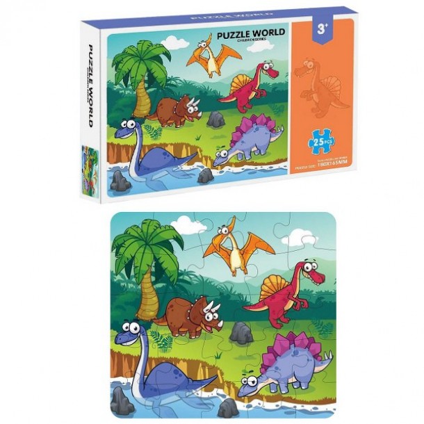 Παζλ 25τμχ Αστεία Δεινοσαυράκια Σε Κουτί 15x3x10εκ. Toy Markt 69-1843