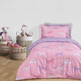 Σετ Σεντόνια Polycotton Μονά 170x260εκ. Kid Line 4929 Ροζ-Μωβ Das Kids