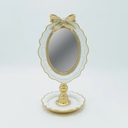 Καθρέπτης Επιτραπέζιος Polyresin Λευκός-Χρυσός 15,5x14x29,5εκ. ESTHETI 811-60002