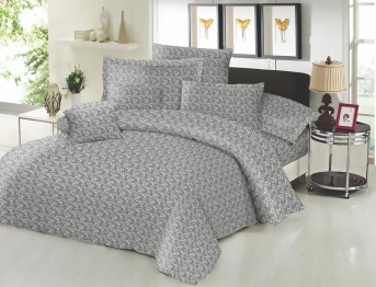 Σεντόνι Μεμονωμένο Εμπριμέ Polycotton Διπλό Με Λάστιχο 150x200+22εκ. Fern Grey Komvos Home 7002188-52F