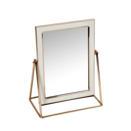 Καθρέπτης Επιτραπέζιος Μεταλλικός Χρυσός-Λευκός ESPIEL 16x10x22εκ. FAM727