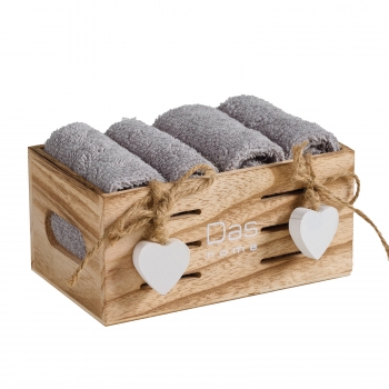 Σετ Πετσέτες Χεριών 4τμχ Soft Grey Με Καλάθι 4005 Das Home