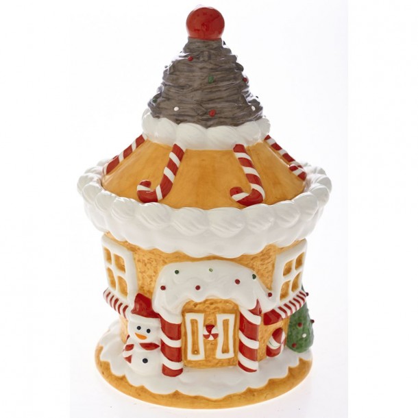 Χριστουγεννιάτικη Μπισκοτοθήκη Κεραμική Gingerbread 18x18x27εκ. iliadis