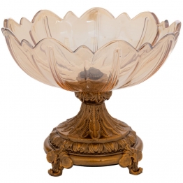 Διακοσμητικό Μπωλ Με Πόδι Γυάλινο-Μεταλλικό Μελί-Χρυσό iliadis 20x15εκ. 91675