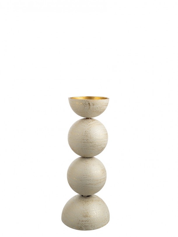 Κηροπήγιο Μεταλλικό Μπεζ-Χρυσό 10x24,5εκ. Zen Collection 26.1.52192