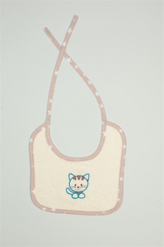 Σαλιάρα Βαμβακερή Με Κέντημα Kitty 138 25x25εκ. Εκρού DimCol