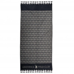 Πετσέτα Θαλάσσης-Παρεό Βαμβακερή 90x170εκ. Essential 4056 Μαύρη-Γκρι Greenwich Polo Club