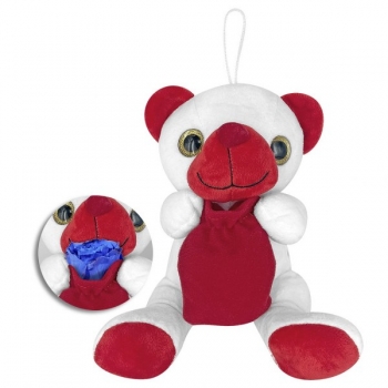 Αρκουδάκι Λούτρινο Λευκό-Κόκκινο Με Πουγκί Δώρου 20εκ. ToyMarkt 79-493