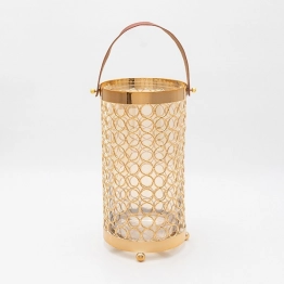 Φανάρι Μεταλλικό-Γυάλινο Χρυσό 14x27εκ. ESTHETI 819-00254