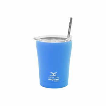 Θερμός-Ποτήρι Ανοξείδωτο Coffee Mug Olympic Blue Save The Aegean 350ml-8,7x12,1εκ. Estia 01-12465